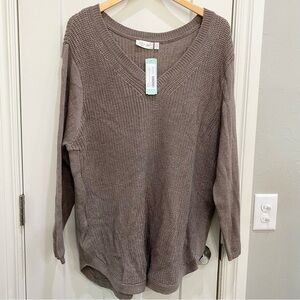 Rd Style Josselyn V neck pullover sweater stitch fix pick brown taupe size 2x